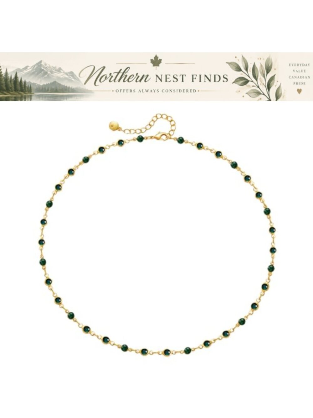18k Gold Plated Emerald Station Necklace Dainty Rhinestone Choker Vintage